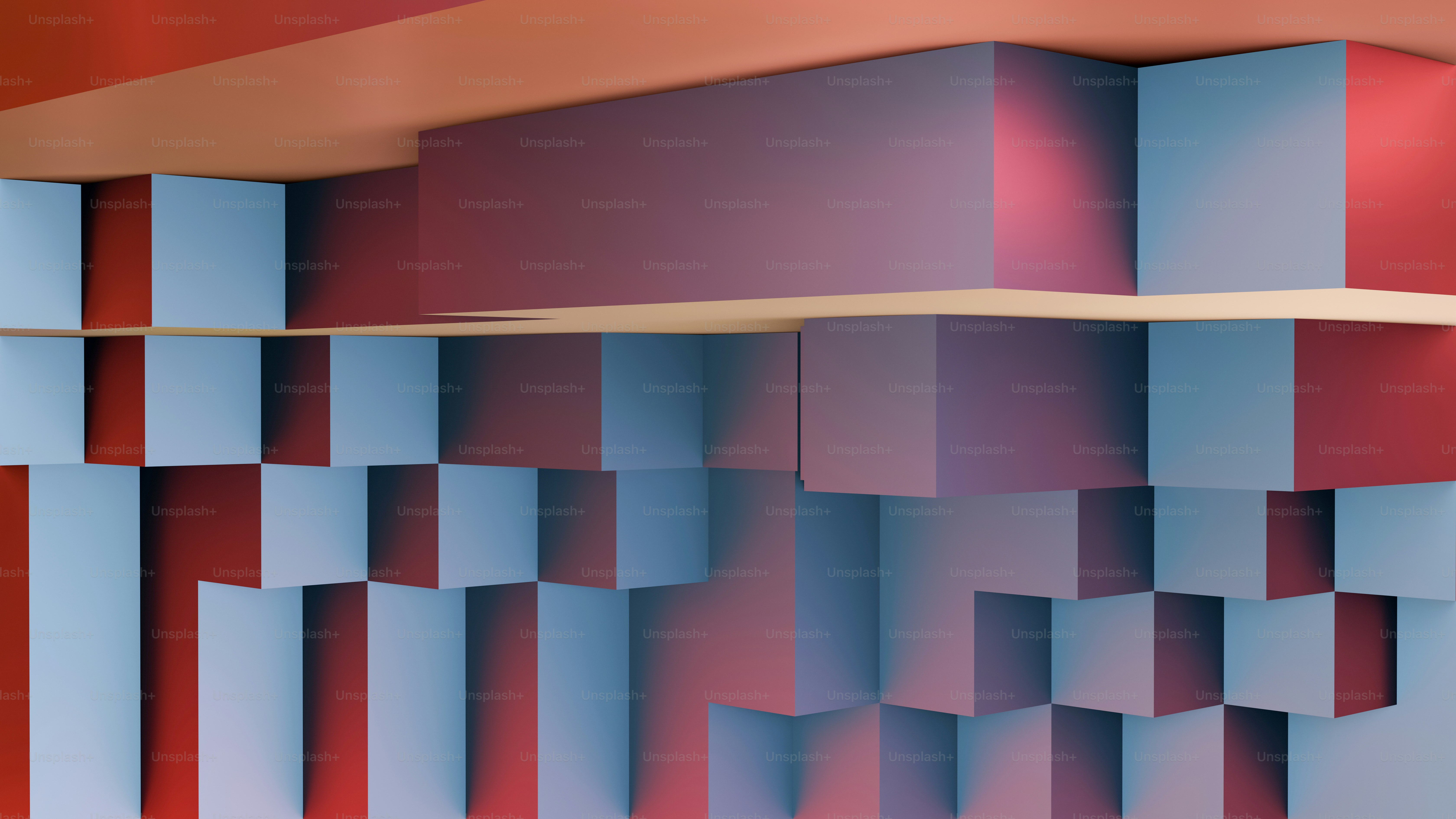 Un fondo abstracto rojo y azul con cuadrados