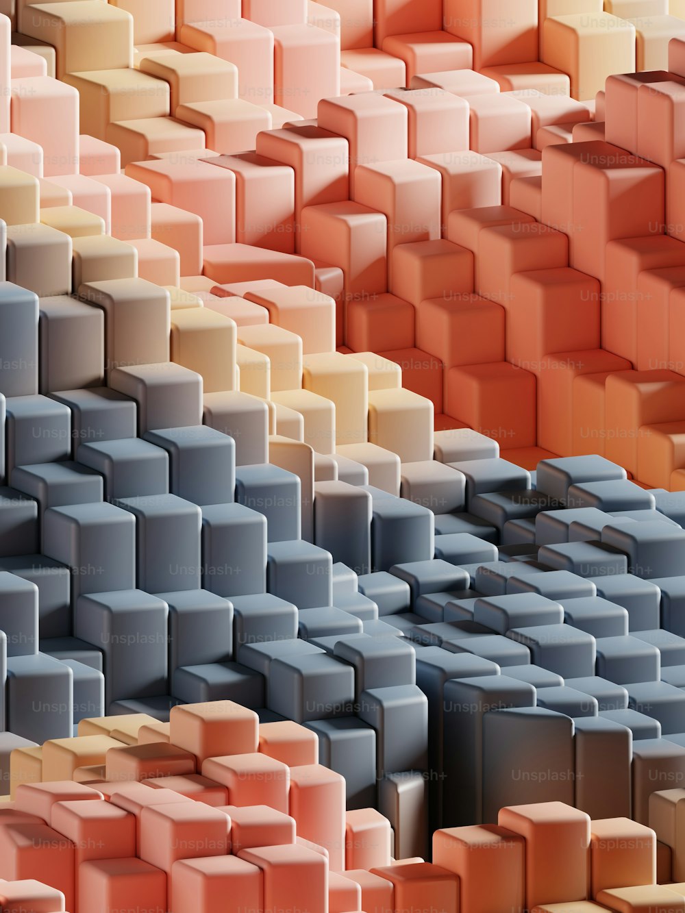 異なる色の多くの立方体の抽象的な背景