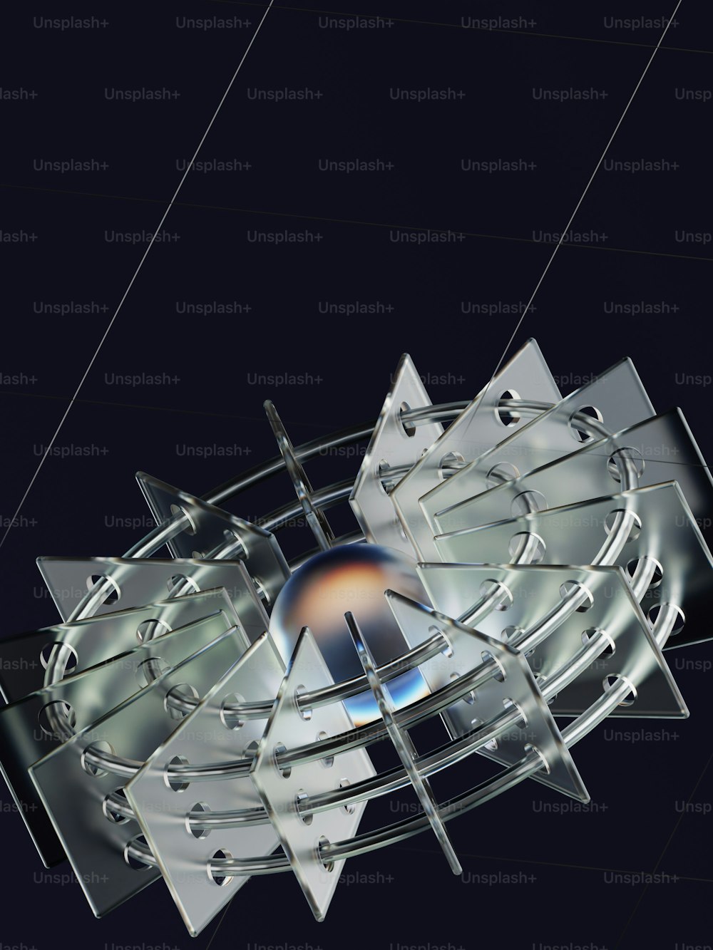 une structure métallique surmontée d’une lumière circulaire