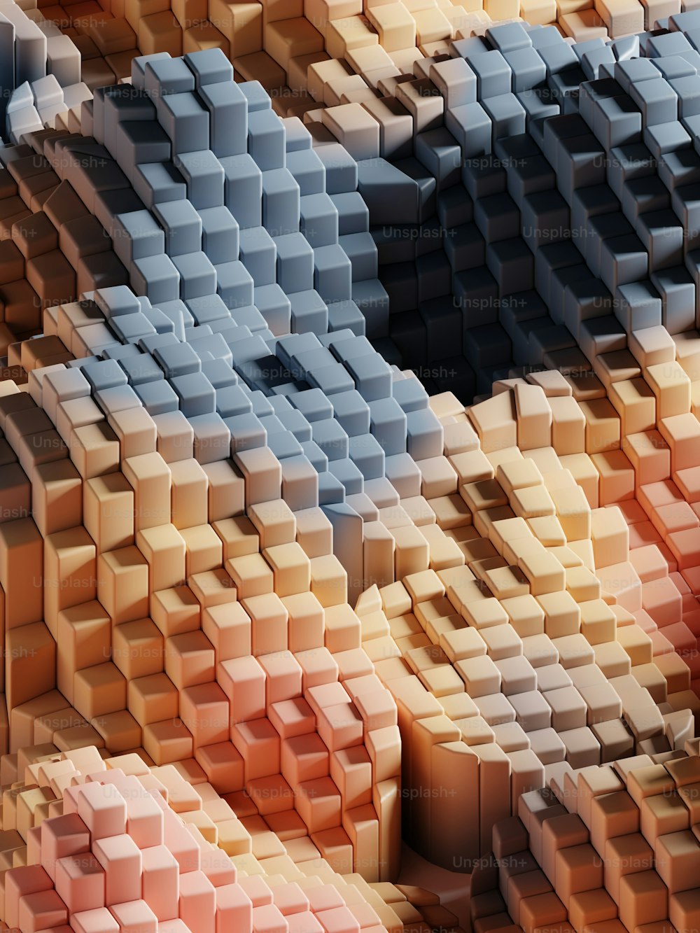 a large group of cubes that are stacked together