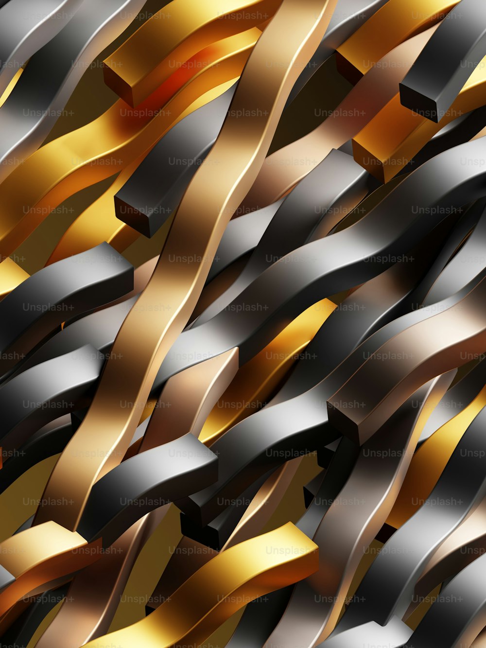 a bunch of metallic objects that are stacked together