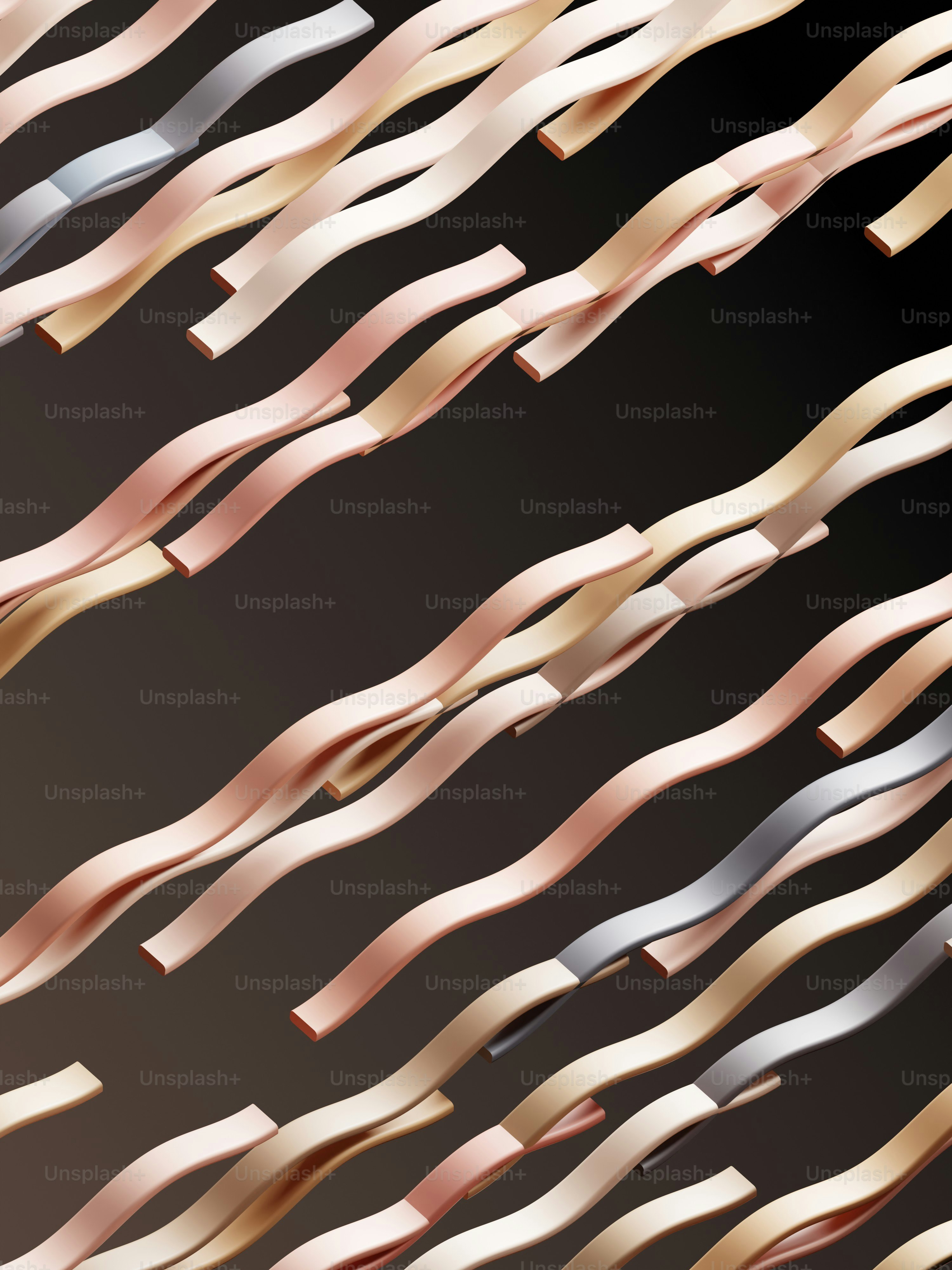 un tas de rubans qui volent dans les airs