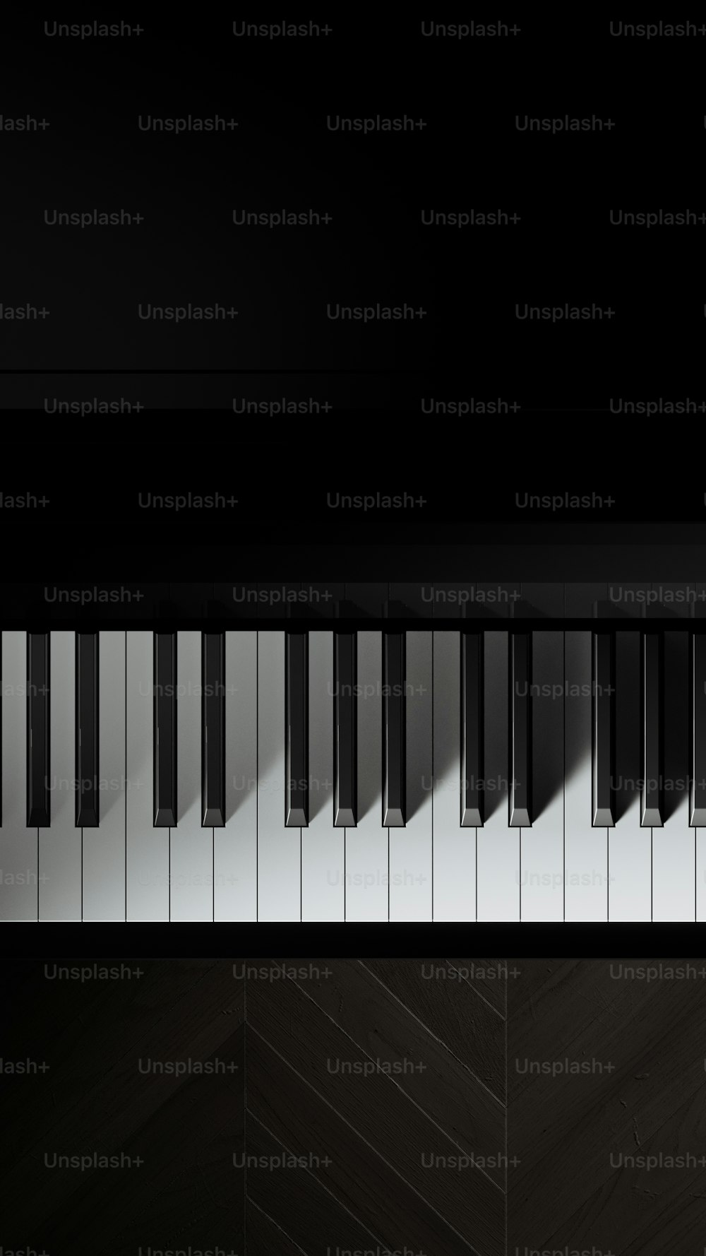 Una foto in bianco e nero di un pianoforte