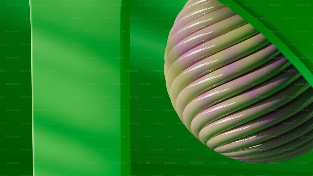 a close up of a green and white object