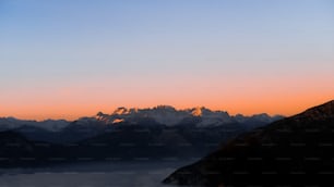 a view of a mountain range at sunset