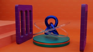 a blue sculpture sitting on top of a table