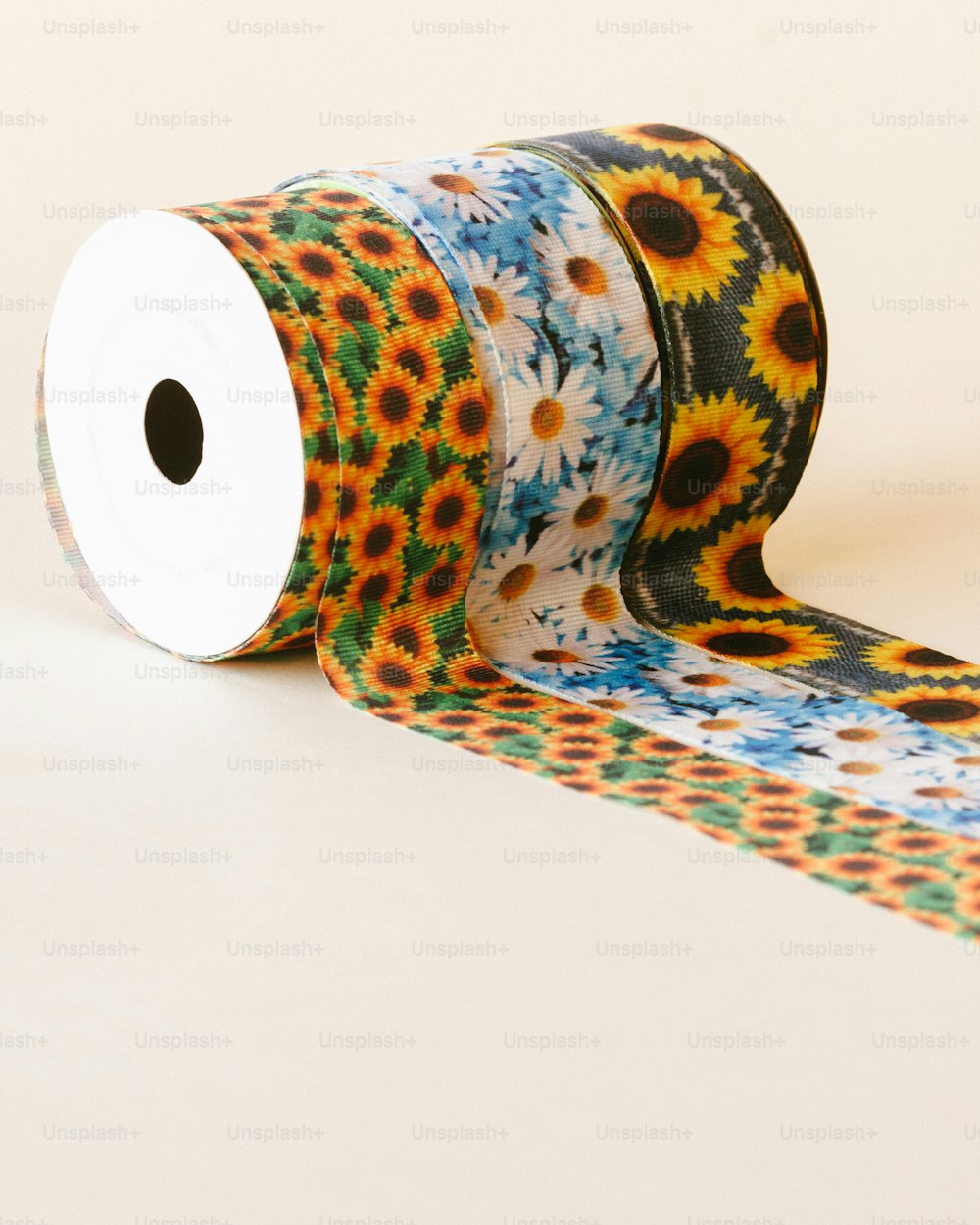 a roll of washi tape with sunflowers on it