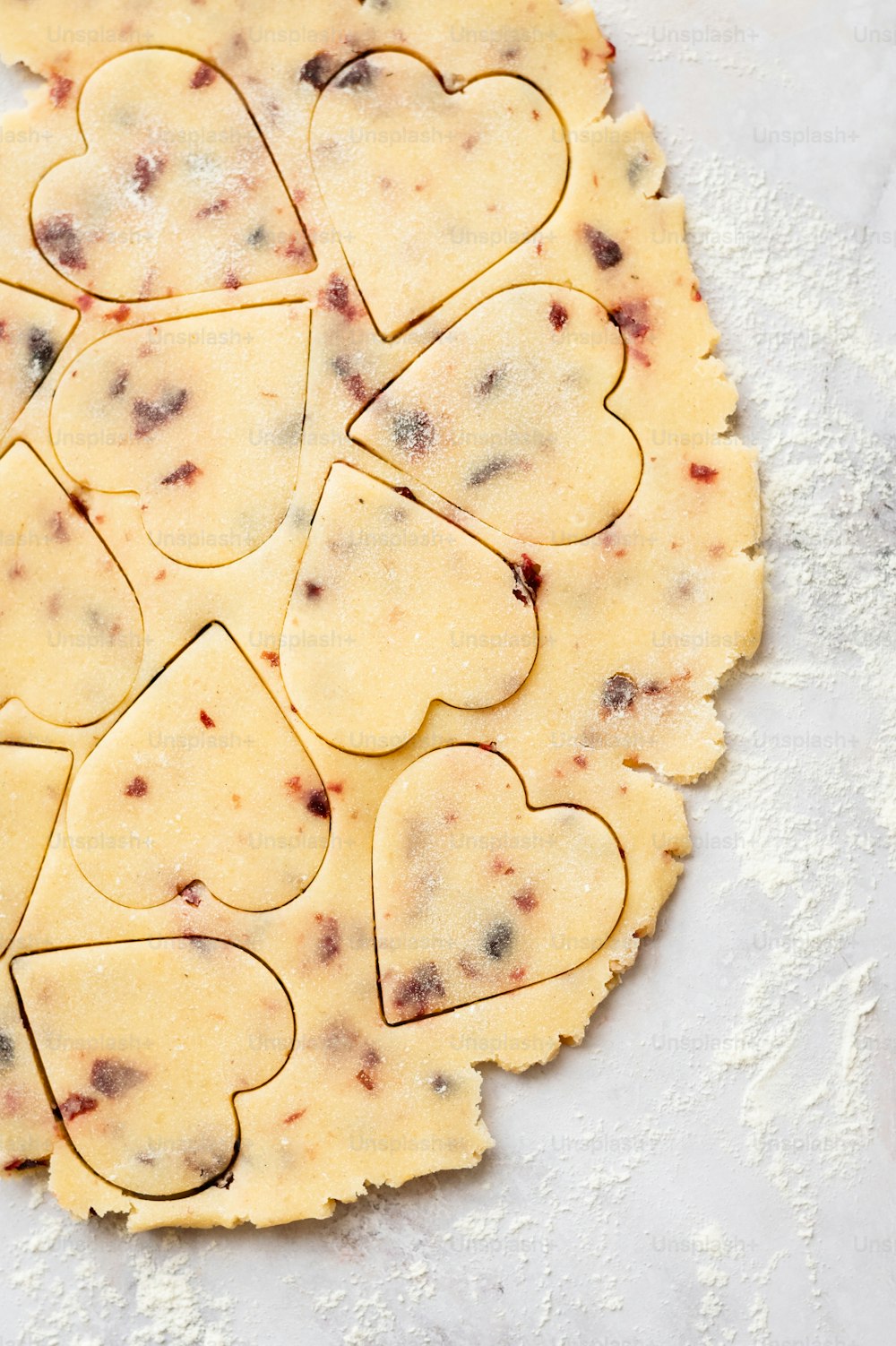 a cookie with hearts cut out of it