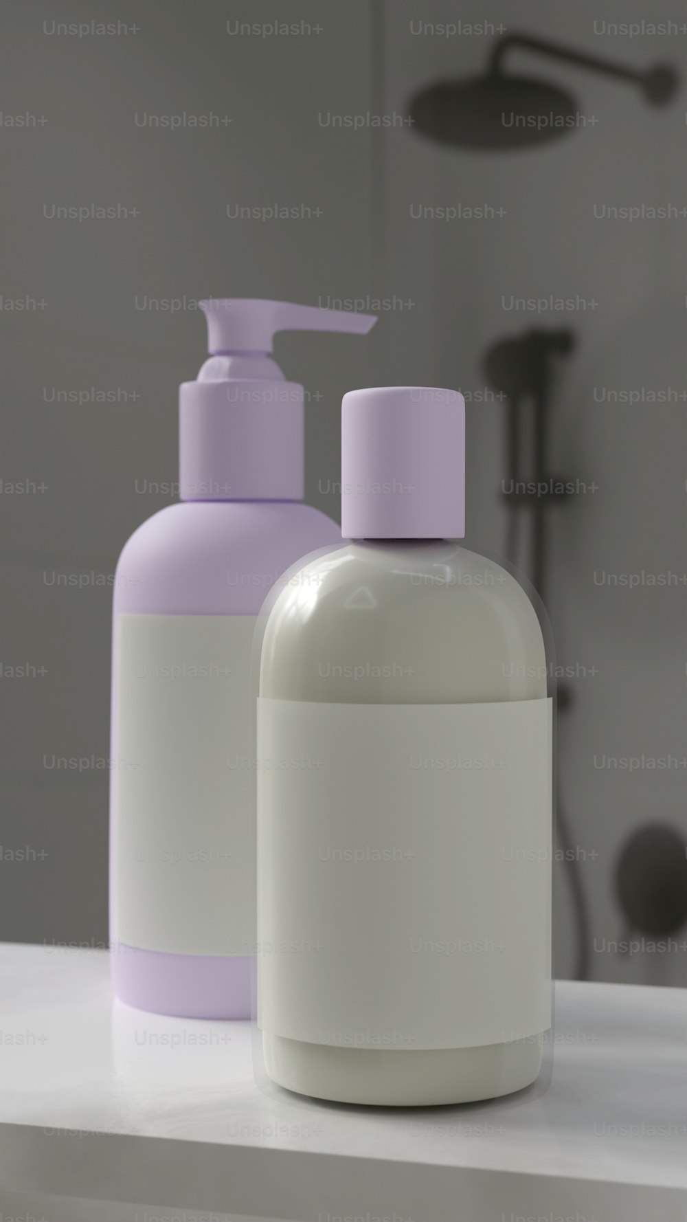 a bottle of soap and a bottle of lotion on a counter