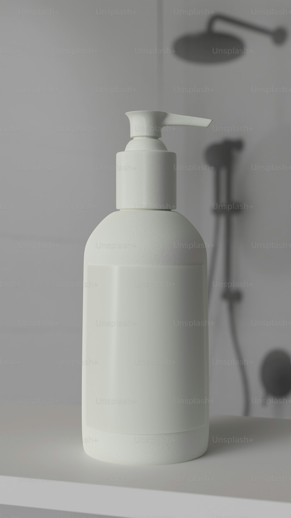 a white soap dispenser sitting on top of a counter