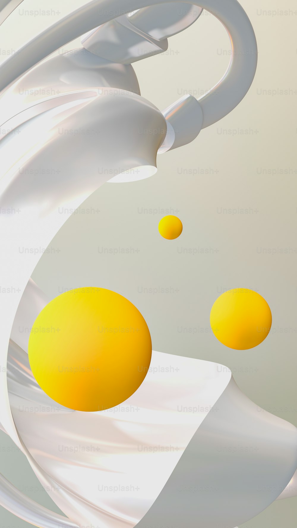a computer generated image of a white and yellow object