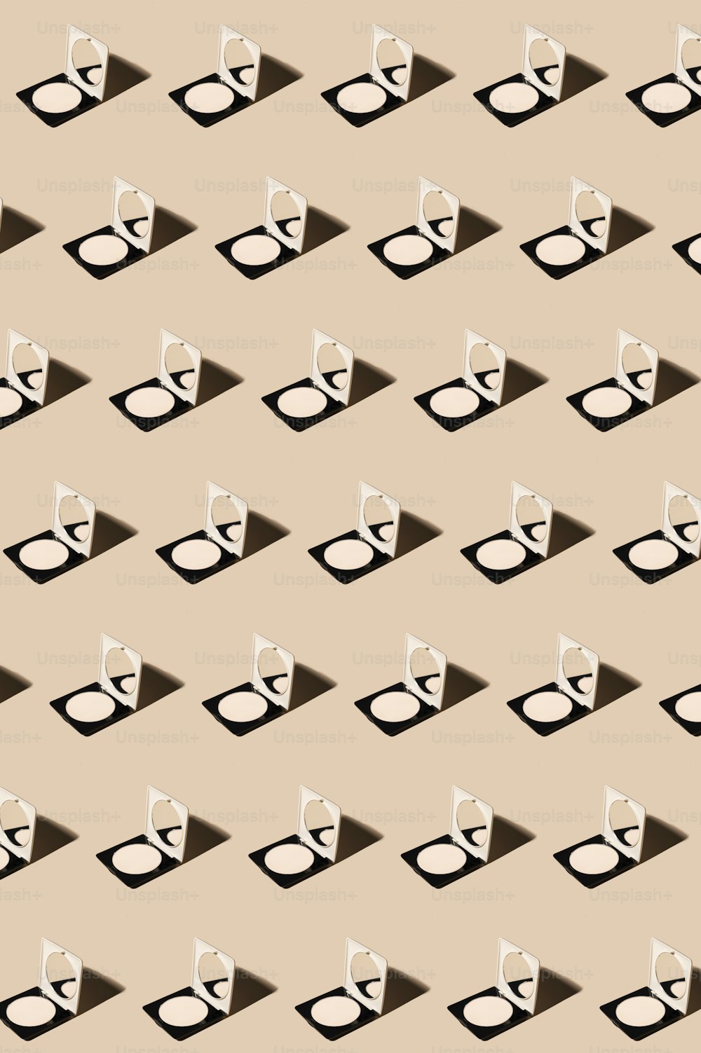 a pattern of glasses and music notes on a beige background