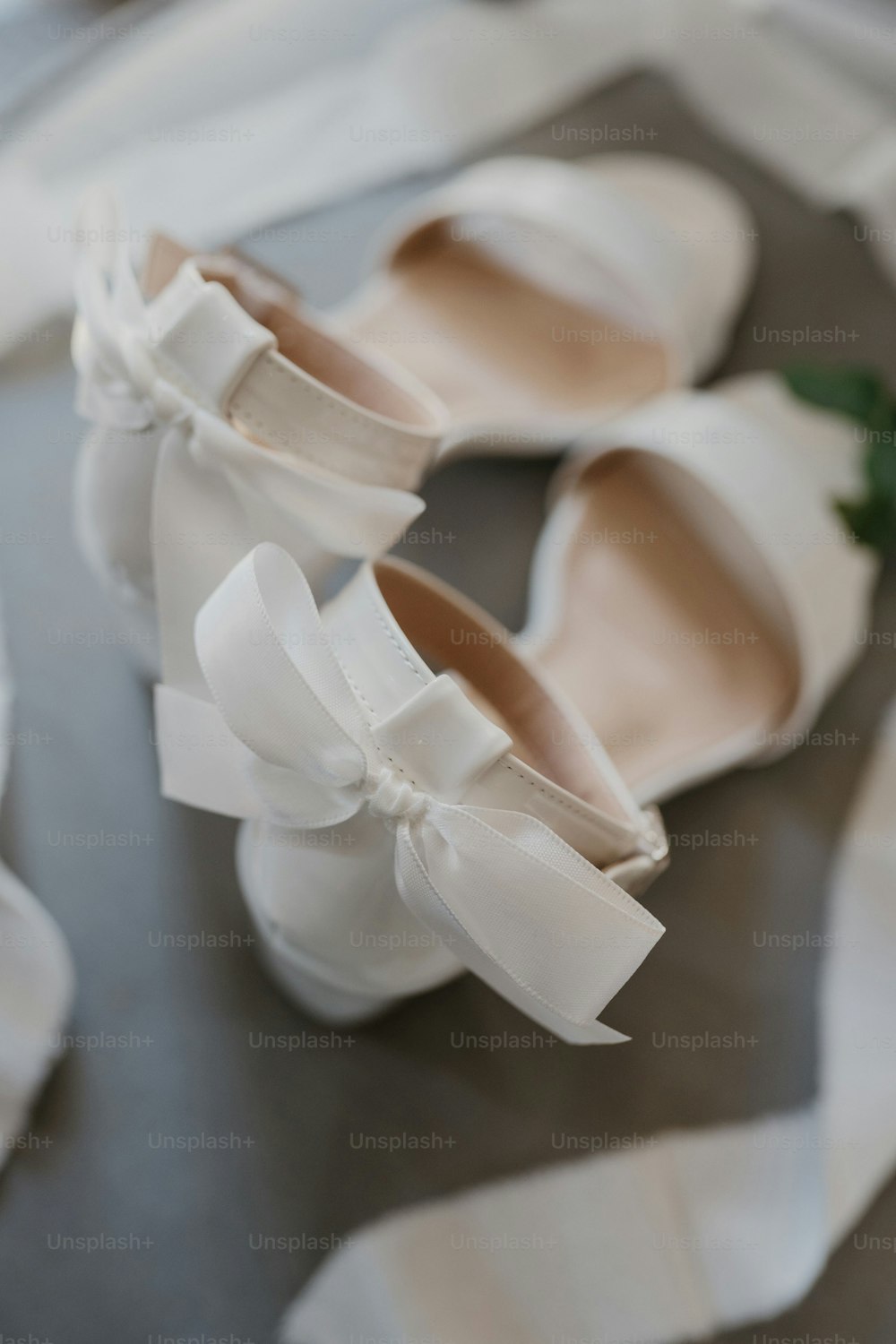 a close up of a pair of shoes on a table