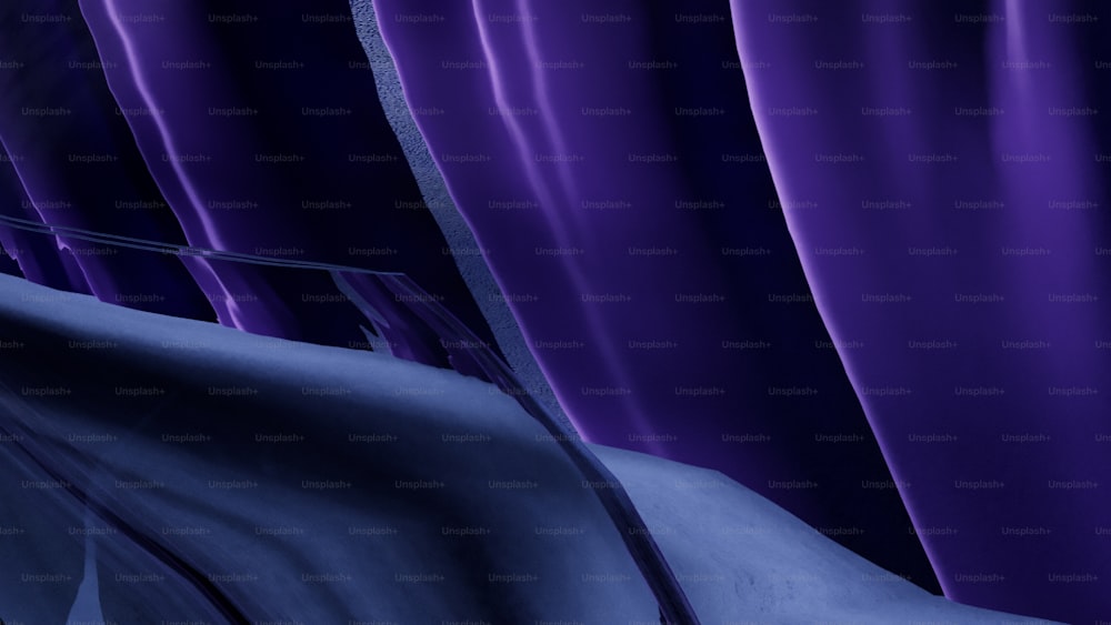 a close up of a curtain with a purple background