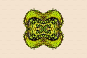 a computer generated image of a green and yellow flower