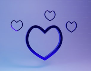 a blue heart surrounded by smaller hearts