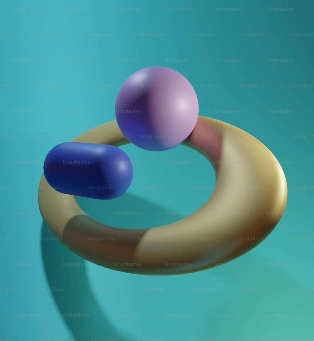 Un'immagine 3D di due palline in un anello