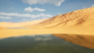 un cuerpo de agua rodeado de dunas de arena