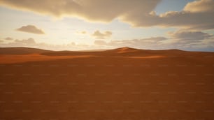Il sole sta tramontando su un paesaggio desertico