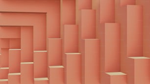 Un'immagine 3D di una stanza piena di pareti rosa