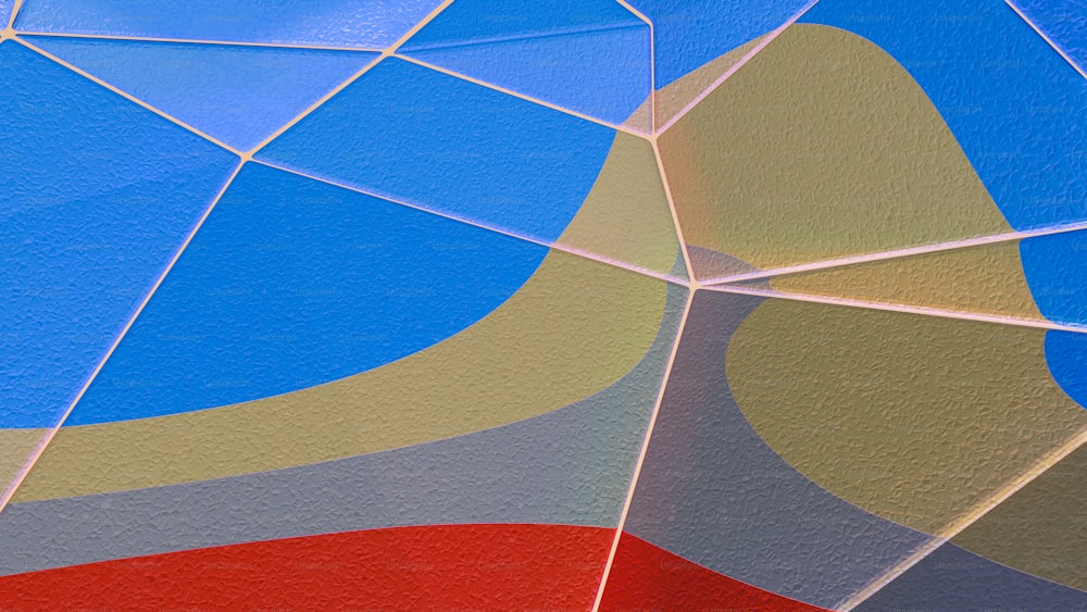 a close up of a blue and red umbrella