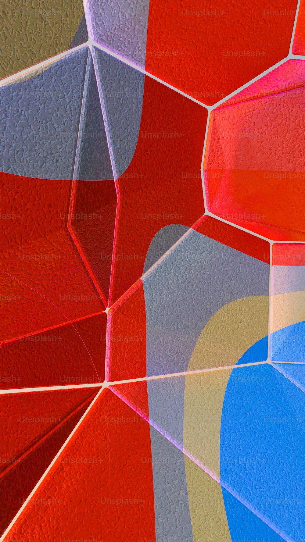 a close up of a red and blue abstract painting