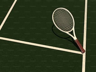 Ein Tennisschläger liegt auf einem Tennisplatz