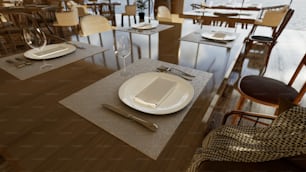 a table with place settings and place settings on it