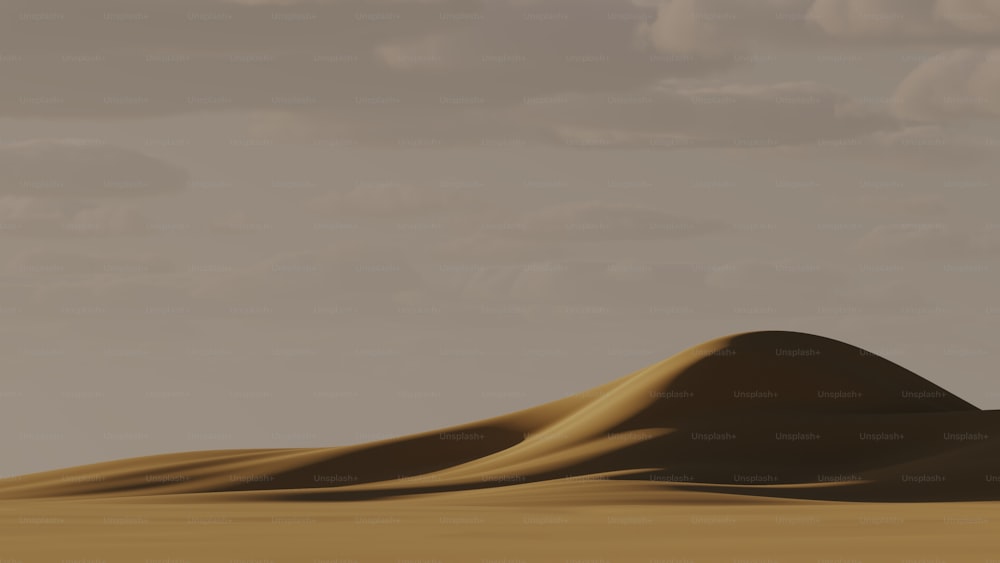 a desert landscape with sand dunes and clouds