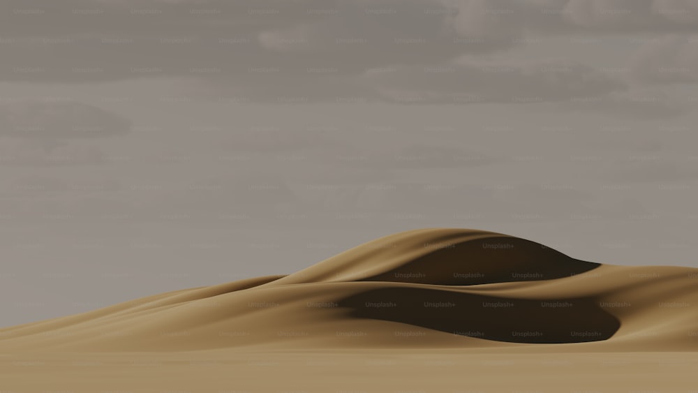 a desert landscape with sand dunes and clouds