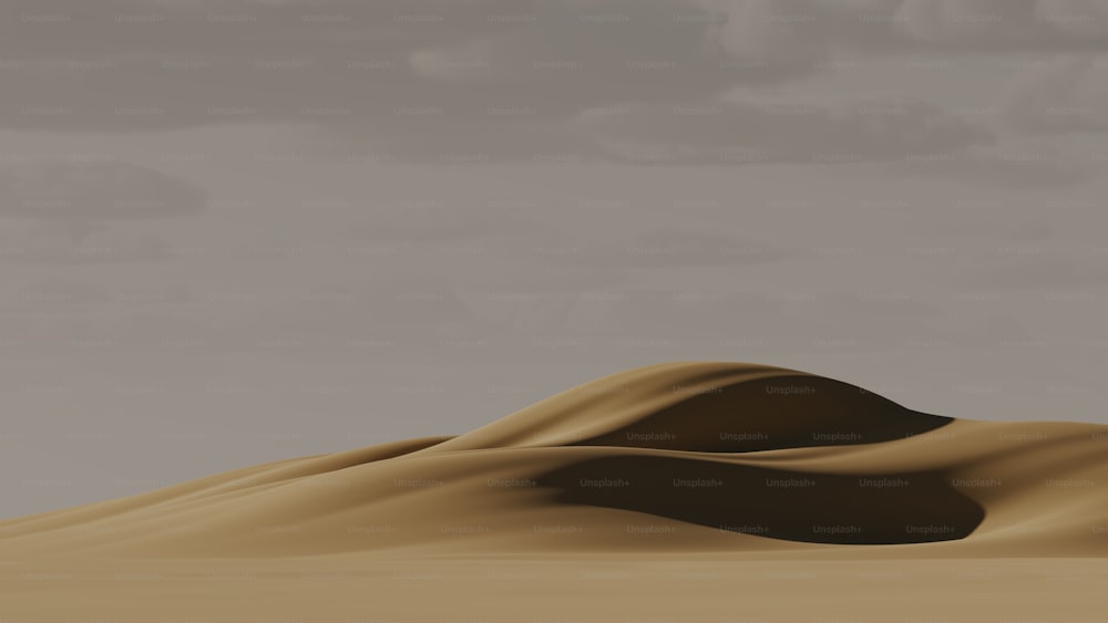 Eine Wüstenlandschaft mit Sanddünen und Wolken