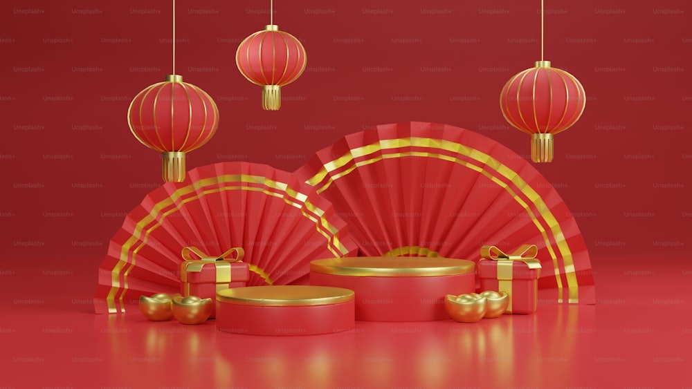 a red and gold chinese new year's background