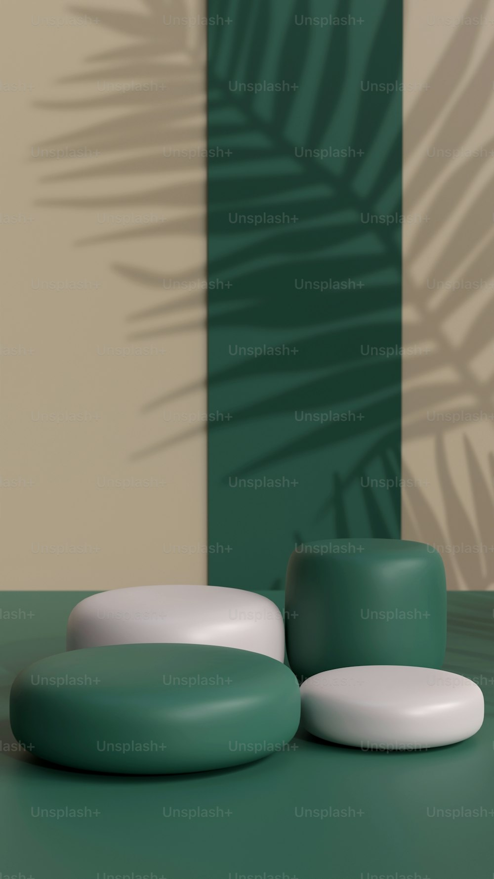 a green and white object sitting on top of a table