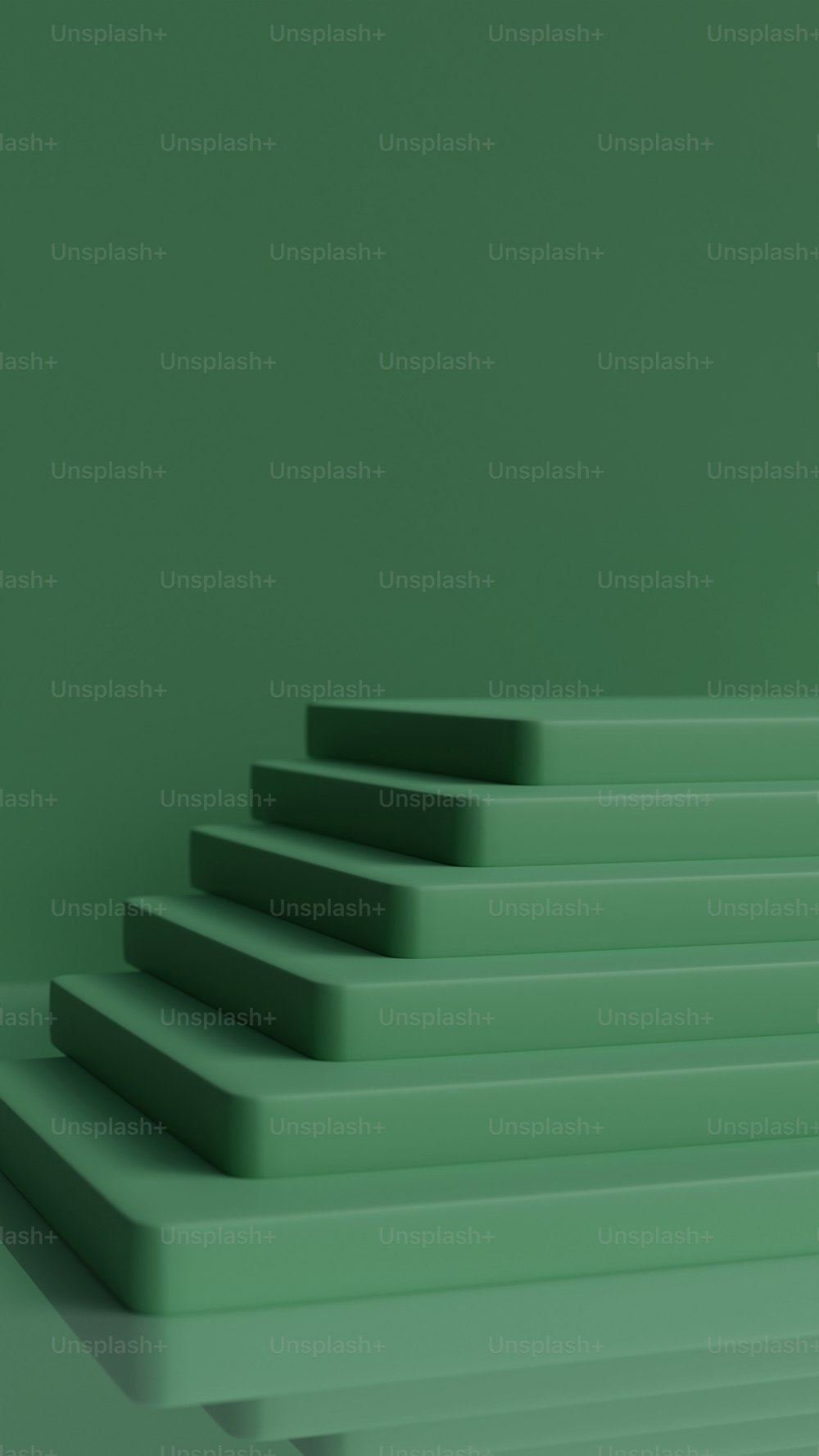 una serie di scale in una stanza verde