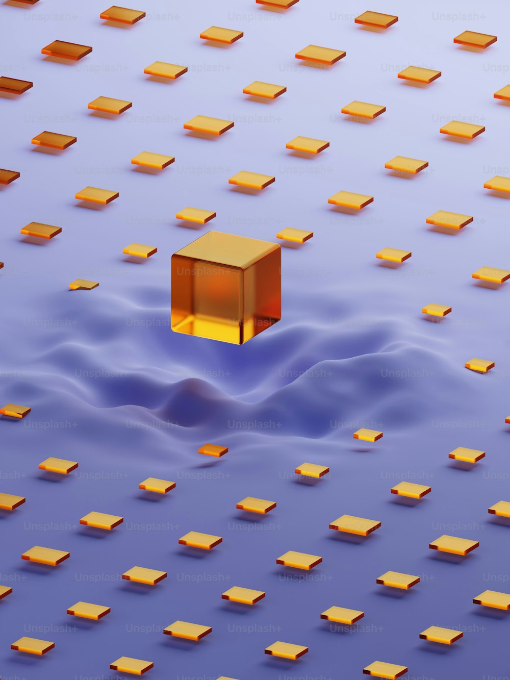 Ein quadratisches Objekt, das in der Mitte eines Gewässers schwimmt