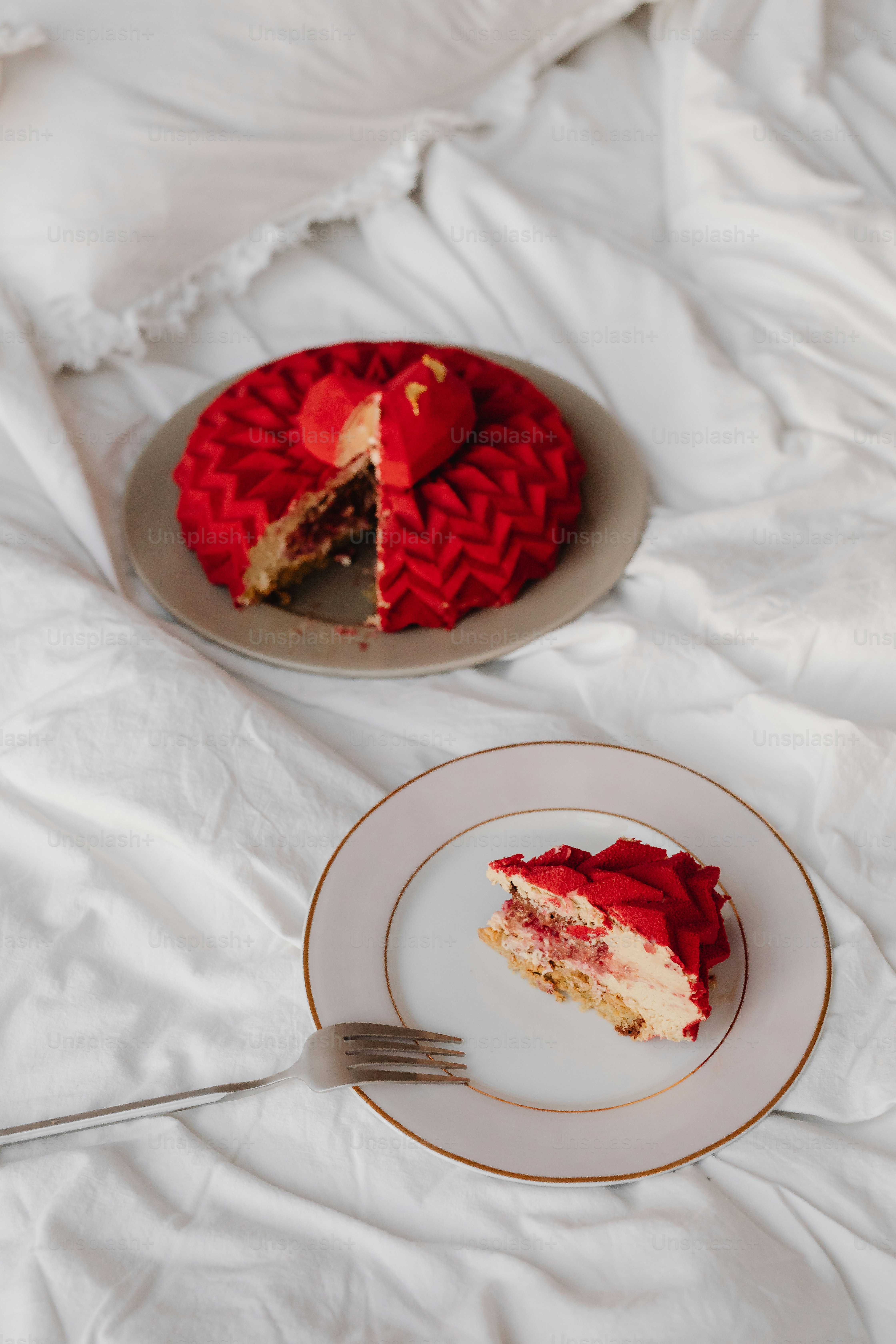 a piece of cake on a plate with a fork
