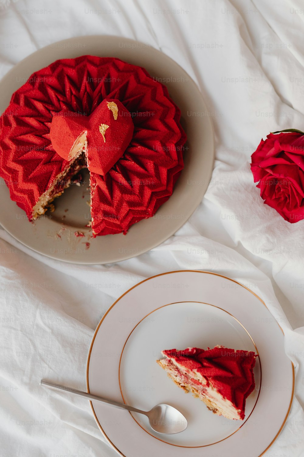 a piece of cake on a plate with a fork