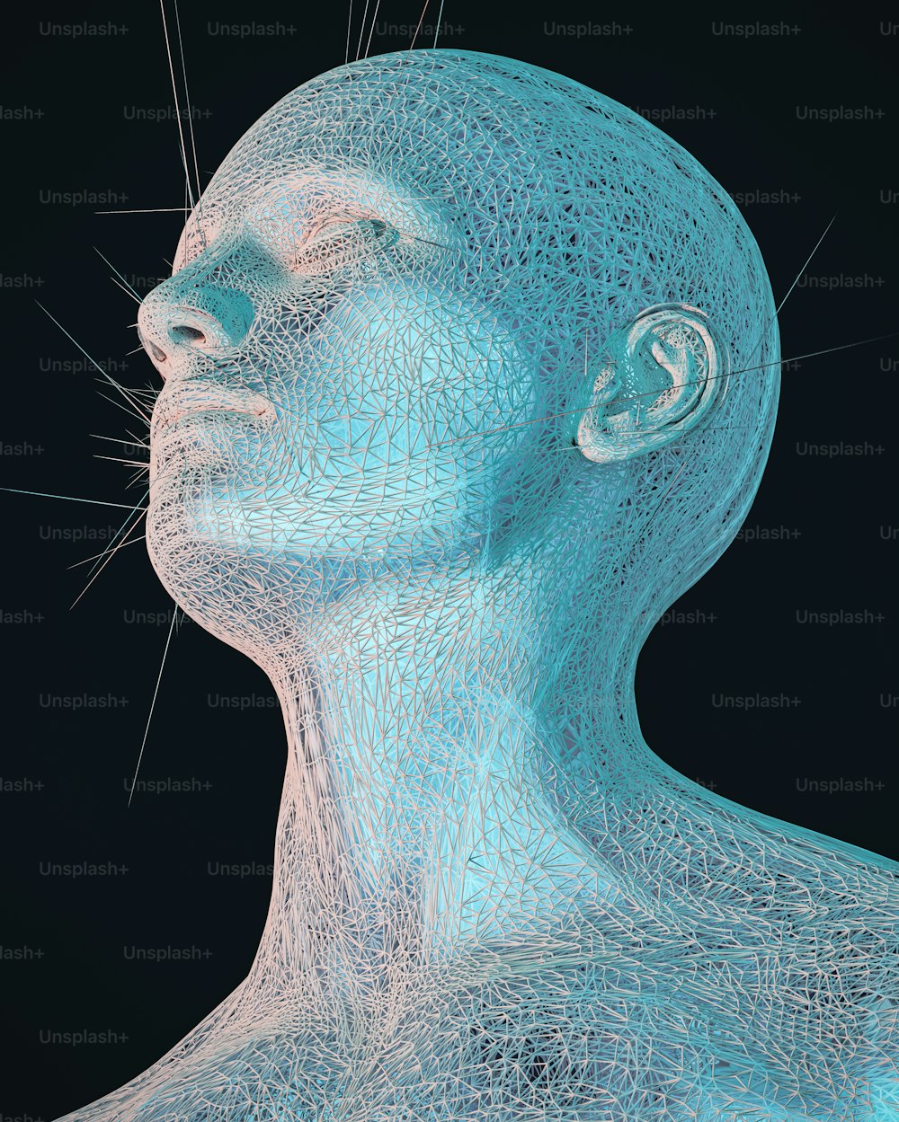 uma imagem gerada por computador da cabeça de um homem