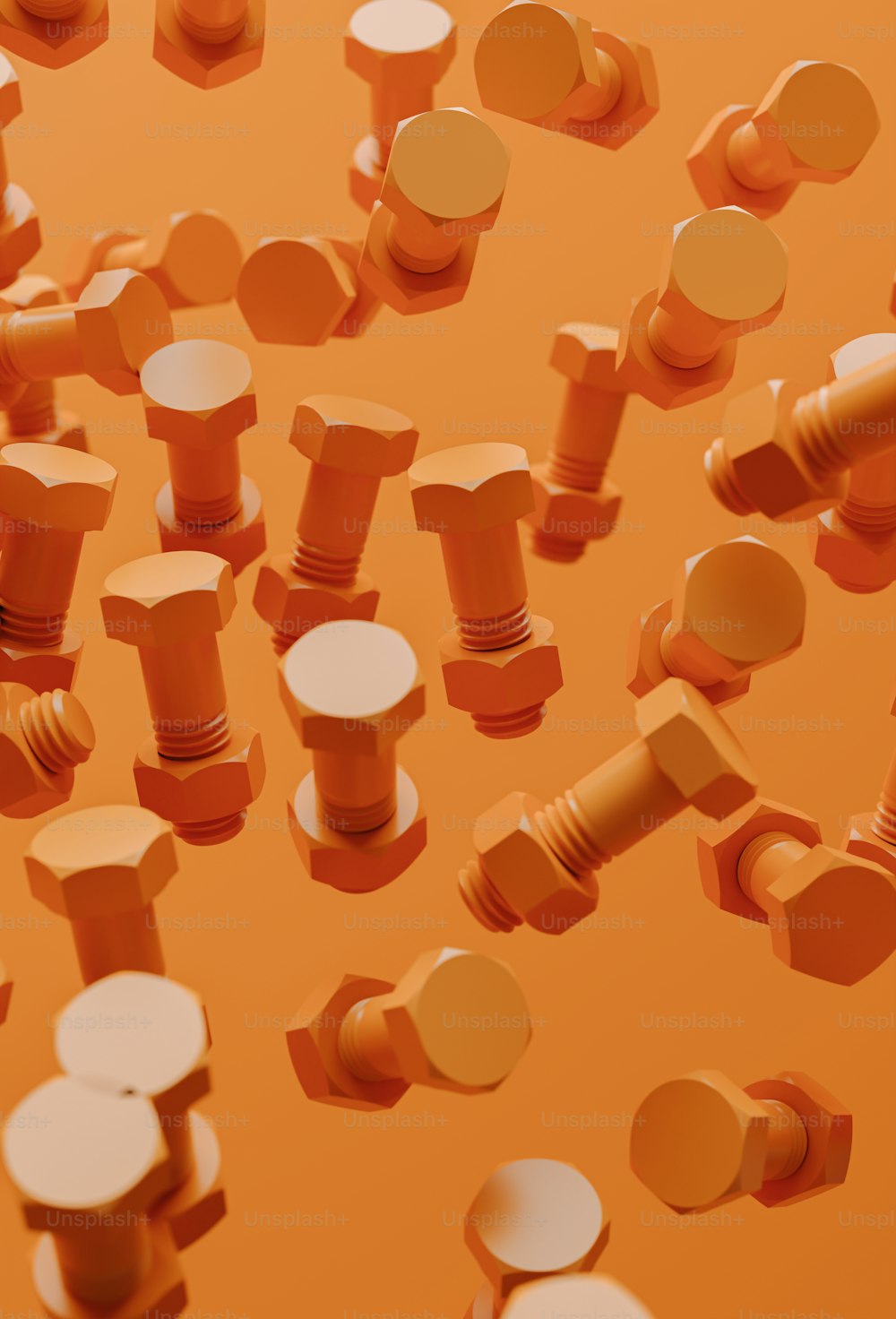 a bunch of orange and white knobs on an orange background