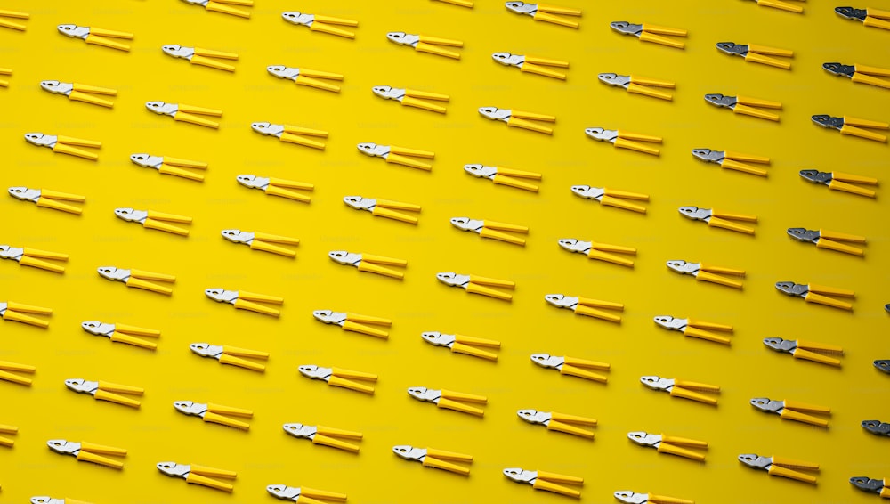 a yellow background with a bunch of keys on it