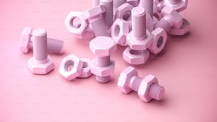 Ein Haufen rosa Plastikgegenstände auf rosa Hintergrund
