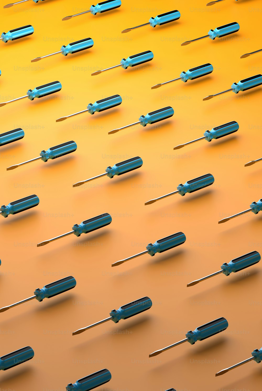 a group of electronic components on a yellow and orange background