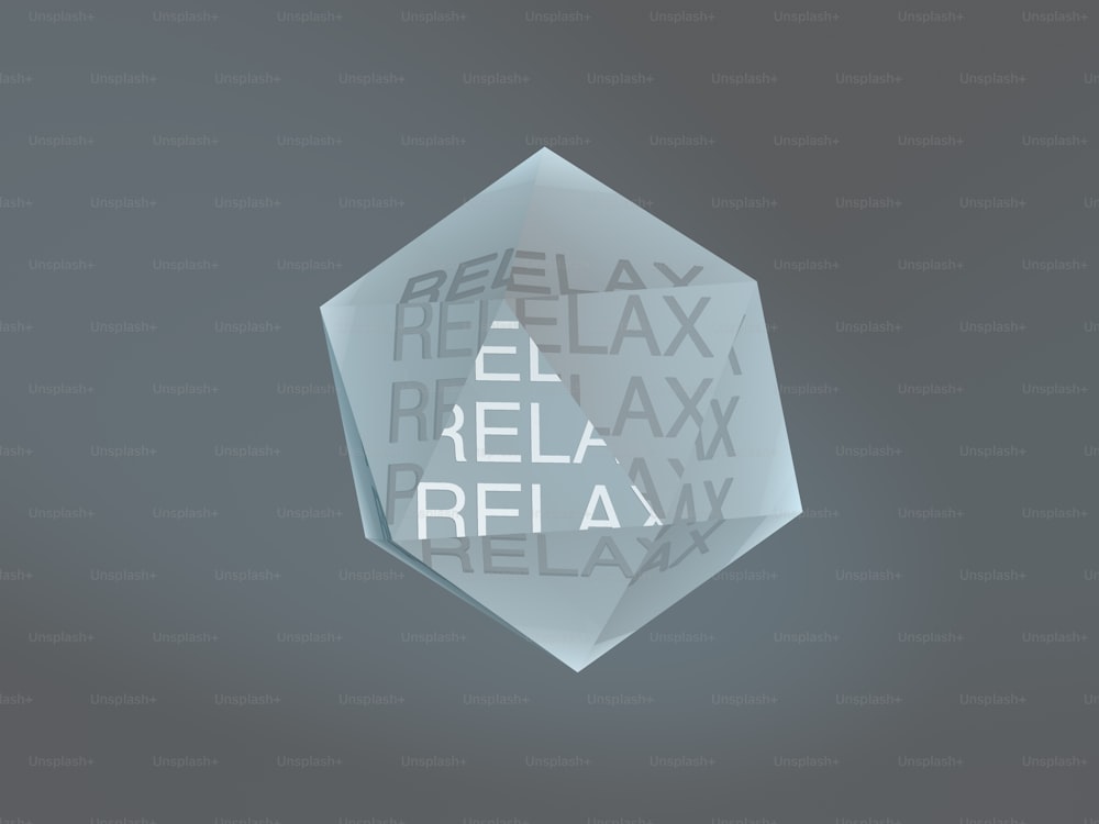 um bloco de vidro com as palavras relax relax relax relax relax relax relax relax relax relax relax relax