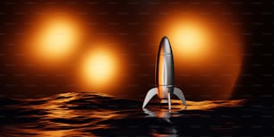 Una navetta spaziale galleggia nell'acqua