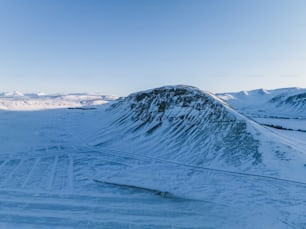 a mountain covered in snow under a blue sky