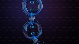 a blue metal chain on a black background