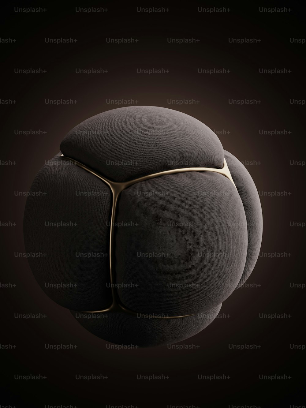 a black round object with gold lines on it