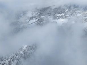 a view of a mountain covered in snow
