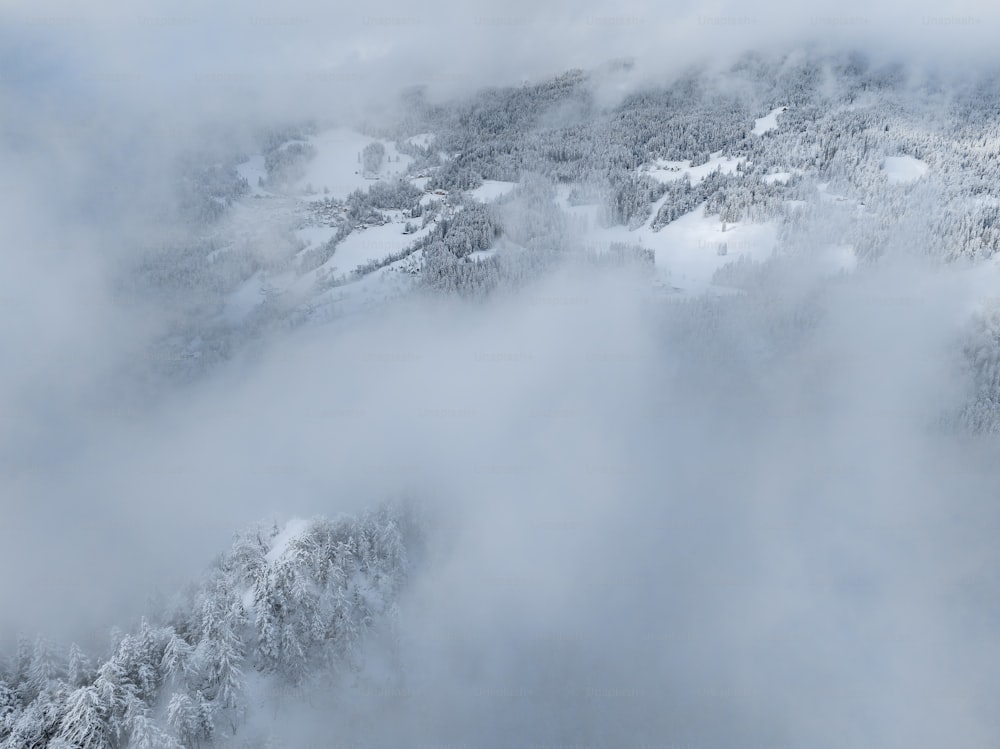 Una vista de una montaña cubierta de nieve