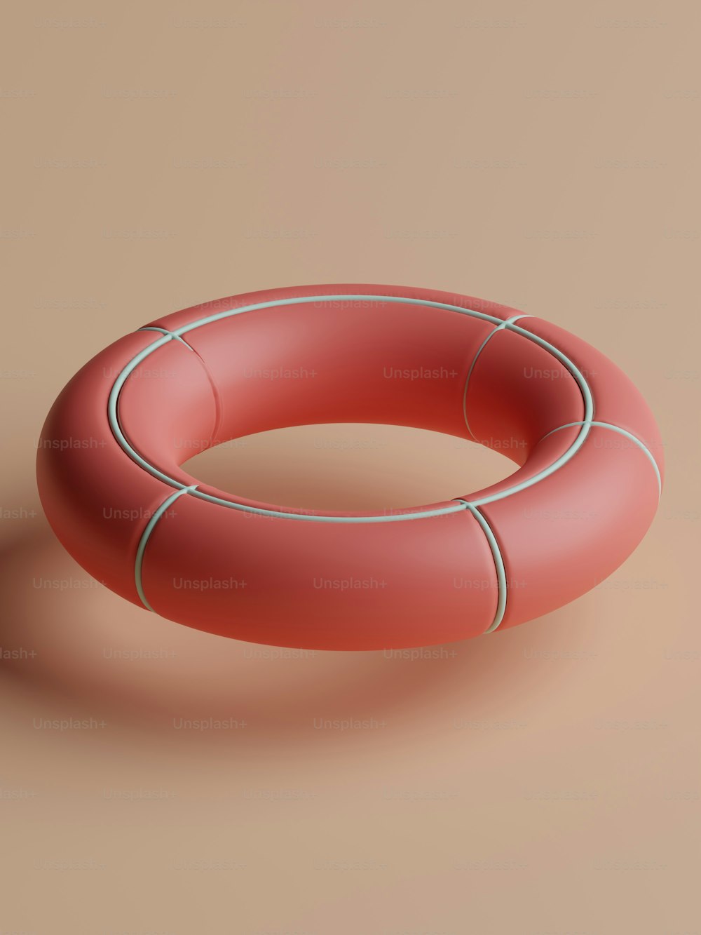 a red life preserver on a tan background
